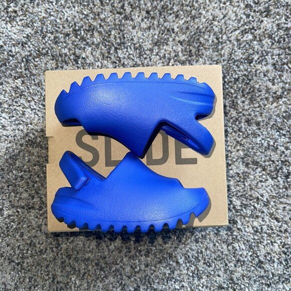 Adidas Yeezy Slide Azure Blue Size 6k Infant Baby Toddlers ID4137 - Picture 1 of 5